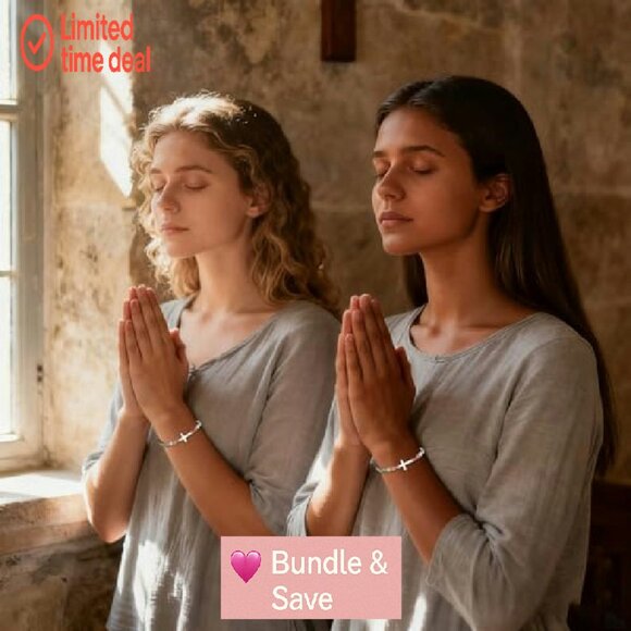 Adjustable Cross Bracelet with Natural Stones, Christian Friendship Gift - Picture 6 of 8